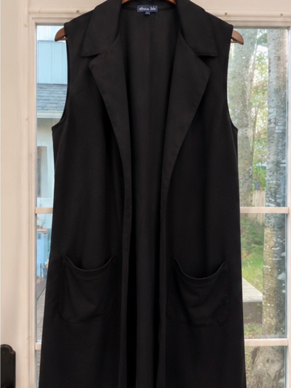 Sleeveless Black Longline Vest by Christine Dolan